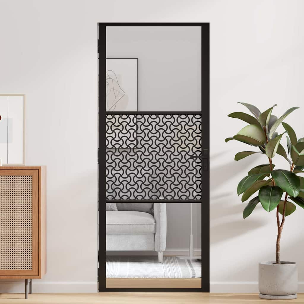 vidaXL Binnen Deur Zwart 83 x 201.5 cm Verstevigd glas, Aluminium