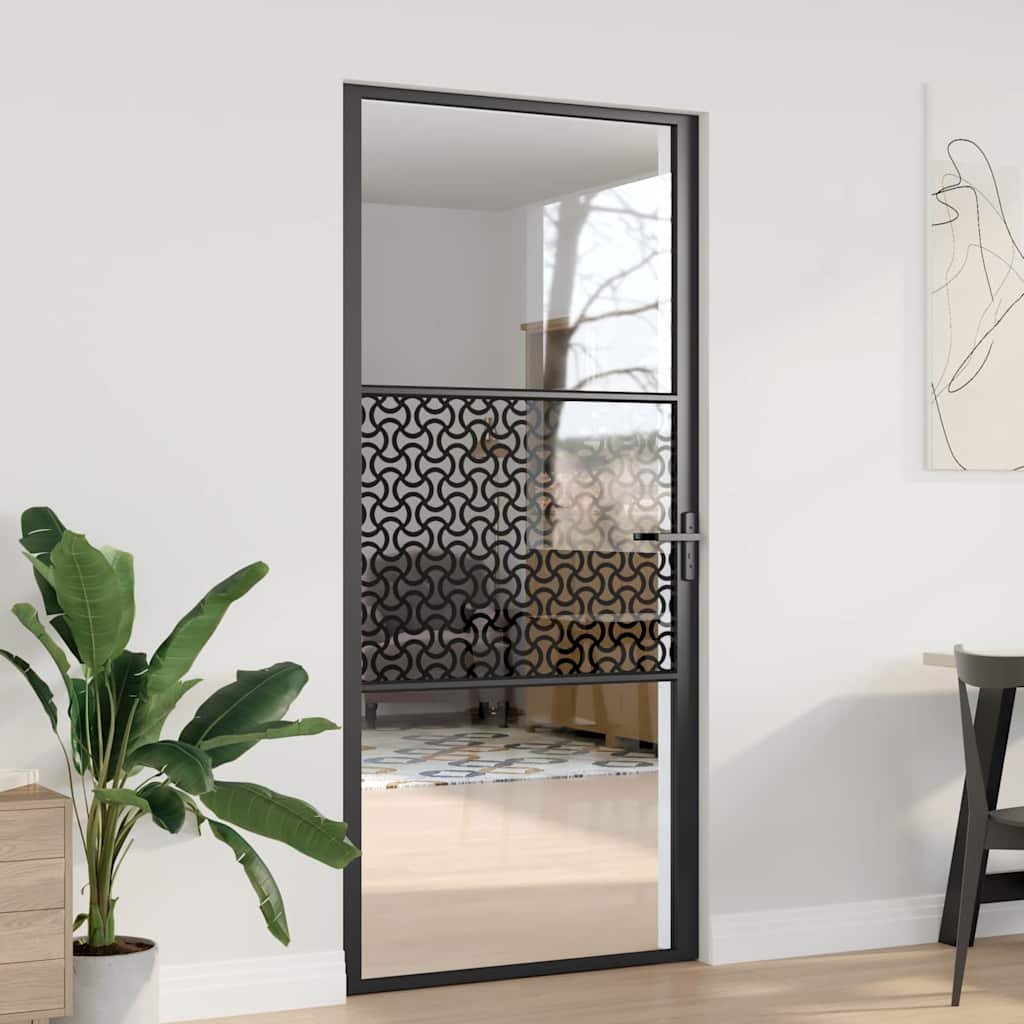 vidaXL Ușă de interior Negru 93 x 201.5 cm Sticlă securizată, Aluminiu