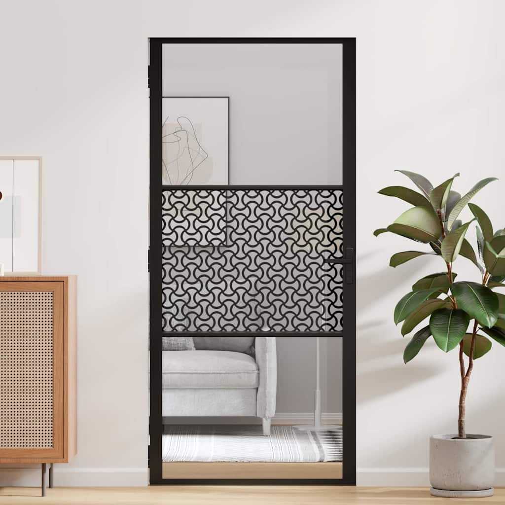 vidaXL Binnen Deur Zwart 93 x 201.5 cm Verstevigd glas, Aluminium