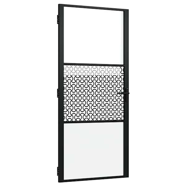 vidaXL Klaasuks 93 x 3,5 x 201,5 cm Alumiinium Must