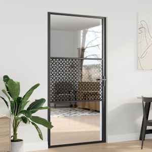 Steklena vrata Ureznine Črna 76 x 3.5 x 201.5 cm Aluminij
