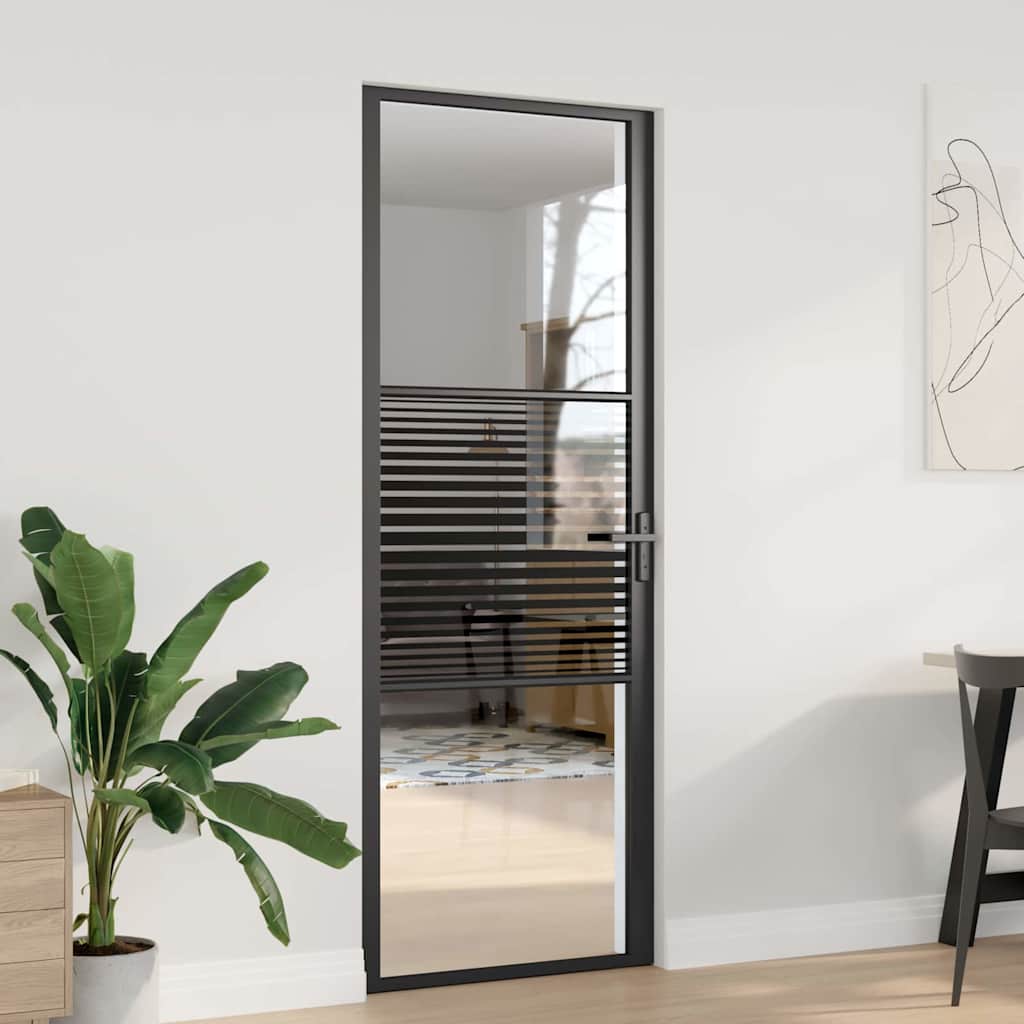 vidaXL Ușă de interior Negru 76 x 201.5 cm Sticlă securizată, Aluminiu