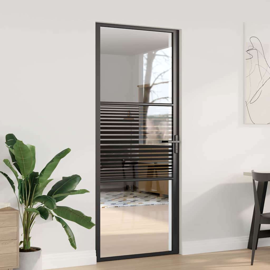 vidaXL Ușă de interior Negru 83 x 201.5 cm Sticlă securizată, Aluminiu