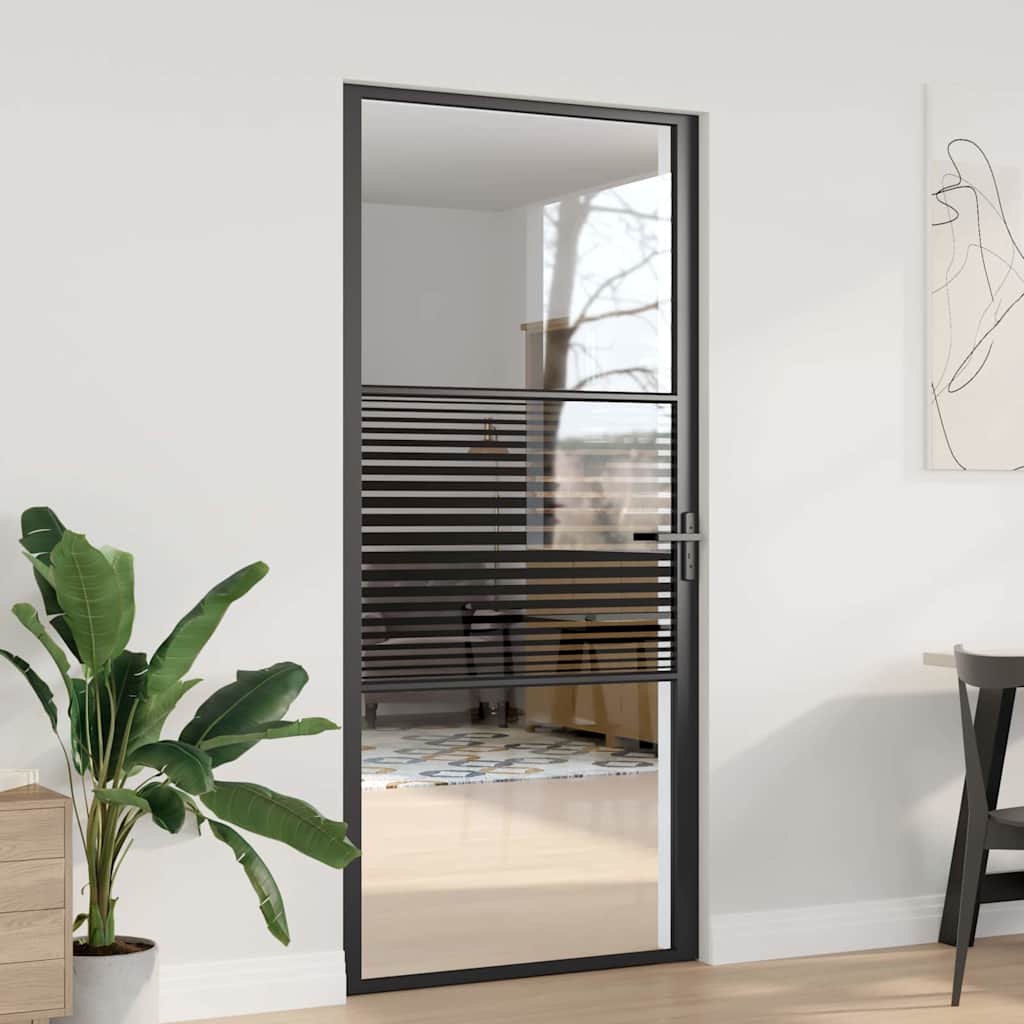 vidaXL Ușă de interior Negru 93 x 201.5 cm Sticlă securizată, Aluminiu