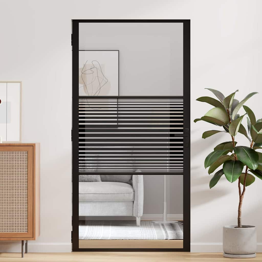 vidaXL Binnen Deur Zwart 102.5 x 201.5 cm Verstevigd glas, Aluminium