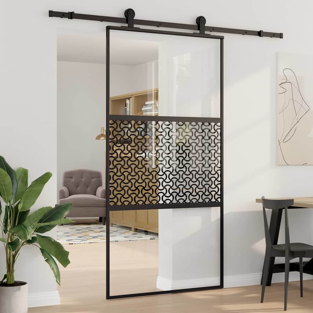 vidaXL Ușă glisantă Negru 102.5 x 205 cm Sticlă securizată, Aluminiu