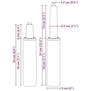Plynový píst kancelářské židle Chrom 239-309 mm Železo - obrázek 11