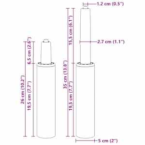 Plynový píst kancelářské židle Chrom 261-351 mm Železo - obrázek 10