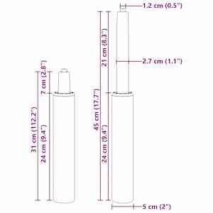 Plynový píst kancelářské židle Chrom 307-447 mm Železo - obrázek 11