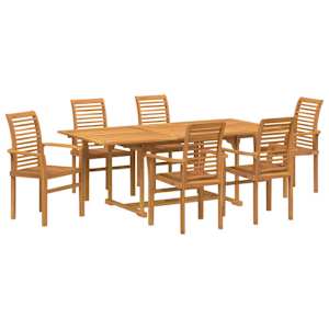 Zahradní jídelní souprava 7 pcs Hnědá Pevné teakové dřevo - obrázek 2