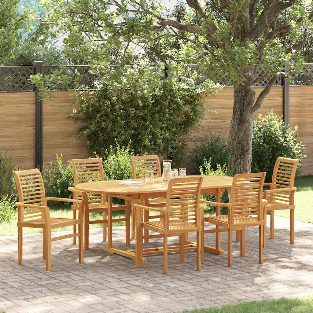 Have Spisebordssæt 7 pcs Brun 200 x 100 x 75 cm Massivt teaktræ