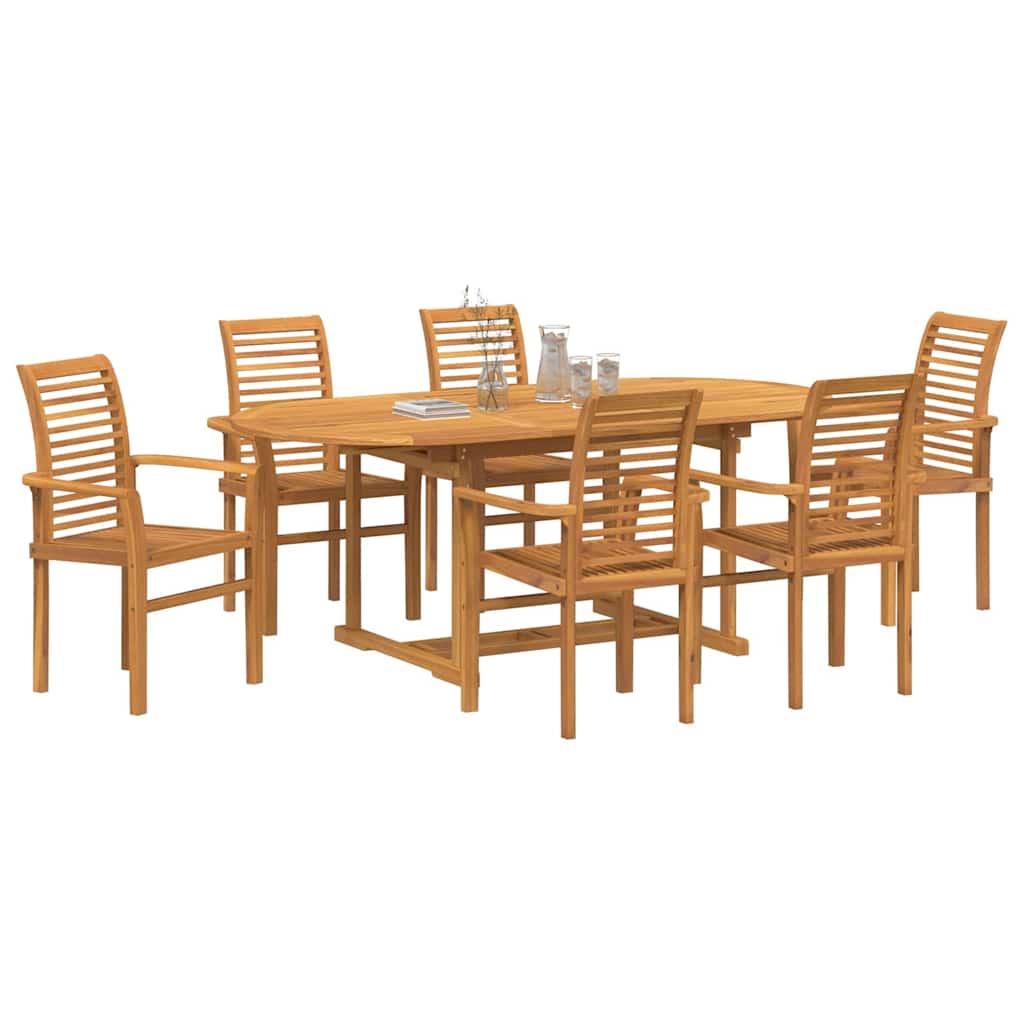 vidaXL Tuin Eetset 7 pcs Bruin 200 x 100 x 75 cm Massief teakhout