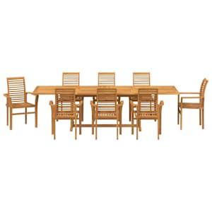 Zahradní jídelní souprava 9 pcs Hnědá Pevné teakové dřevo - obrázek 7