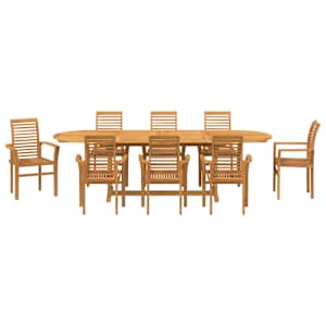 Zahradní jídelní souprava 9 pcs Pevné teakové dřevo - obrázek 7