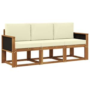 Zunanja garnitura za sedenje z blazino 3 pcs Naravna in smetana