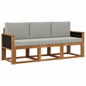 Zunanja garnitura za sedenje 3 pcs Naravna in svetlo siva