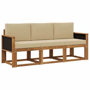 Zunanja garnitura za sedenje z blazino 3 pcs Naravna