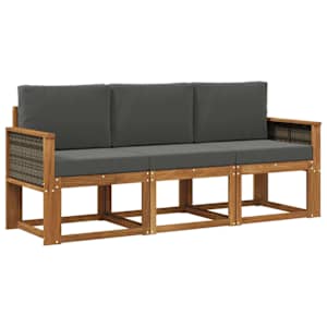 Zunanja garnitura za sedenje 3 pcs Naravna in antracitna