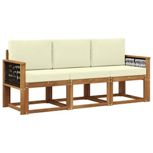 Zunanja garnitura za sedenje z blazino 3 pcs Naravna in smetana