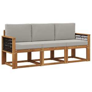 Zunanja garnitura za sedenje 3 pcs Naravna in svetlo siva