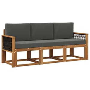 Zunanja garnitura za sedenje 3 pcs Naravna in antracitna