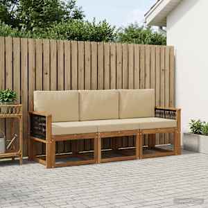 Zunanja garnitura za sedenje z blazino 3 pcs Naravna