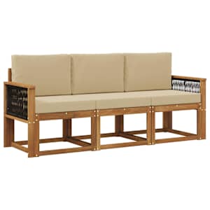 Zunanja garnitura za sedenje z blazino 3 pcs Naravna