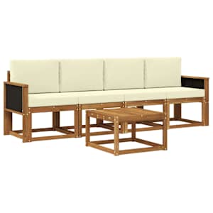 Zunanja garnitura za sedenje z blazino 4 pcs Naravna in smetana