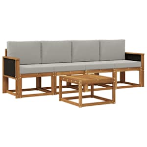 Zunanja garnitura za sedenje 4 pcs Naravna in svetlo siva