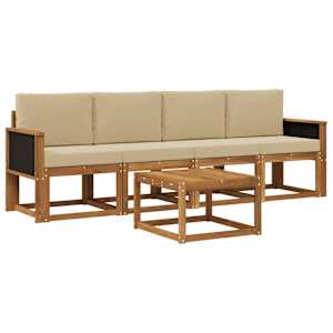 Zunanja garnitura za sedenje z blazino 4 pcs Naravna