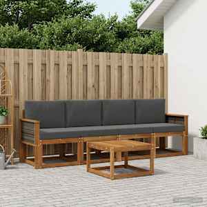 Zunanja garnitura za sedenje 4 pcs Naravna in antracitna