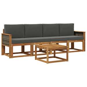 Zunanja garnitura za sedenje 4 pcs Naravna in antracitna