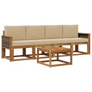 Zunanja garnitura za sedenje z blazino 4 pcs Naravna