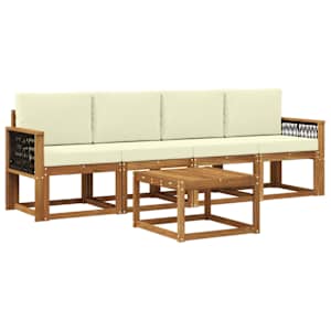 Zunanja garnitura za sedenje z blazino 4 pcs Naravna in smetana