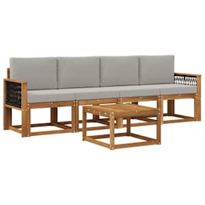 Zunanja garnitura za sedenje 4 pcs Naravna in svetlo siva