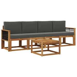 Zunanja garnitura za sedenje 4 pcs Naravna in antracitna