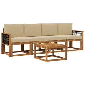 Zunanja garnitura za sedenje z blazino 4 pcs Naravna