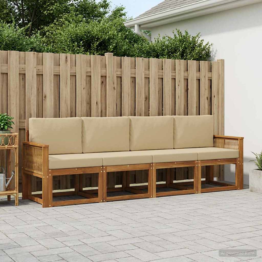 vidaXL Udendørs sofagruppe 5 stk. Naturlig og Beige 59 x 59 x 37 cm