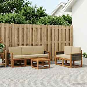 Zunanja garnitura za sedenje z blazino 6 pcs Naravna