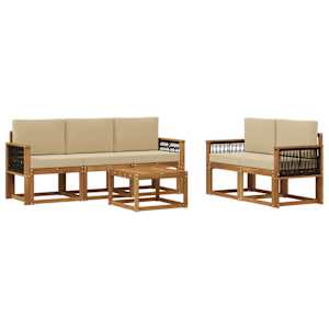 Zunanja garnitura za sedenje z blazino 6 pcs