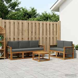 Zunanja garnitura za sedenje 6 pcs Naravna in antracitna