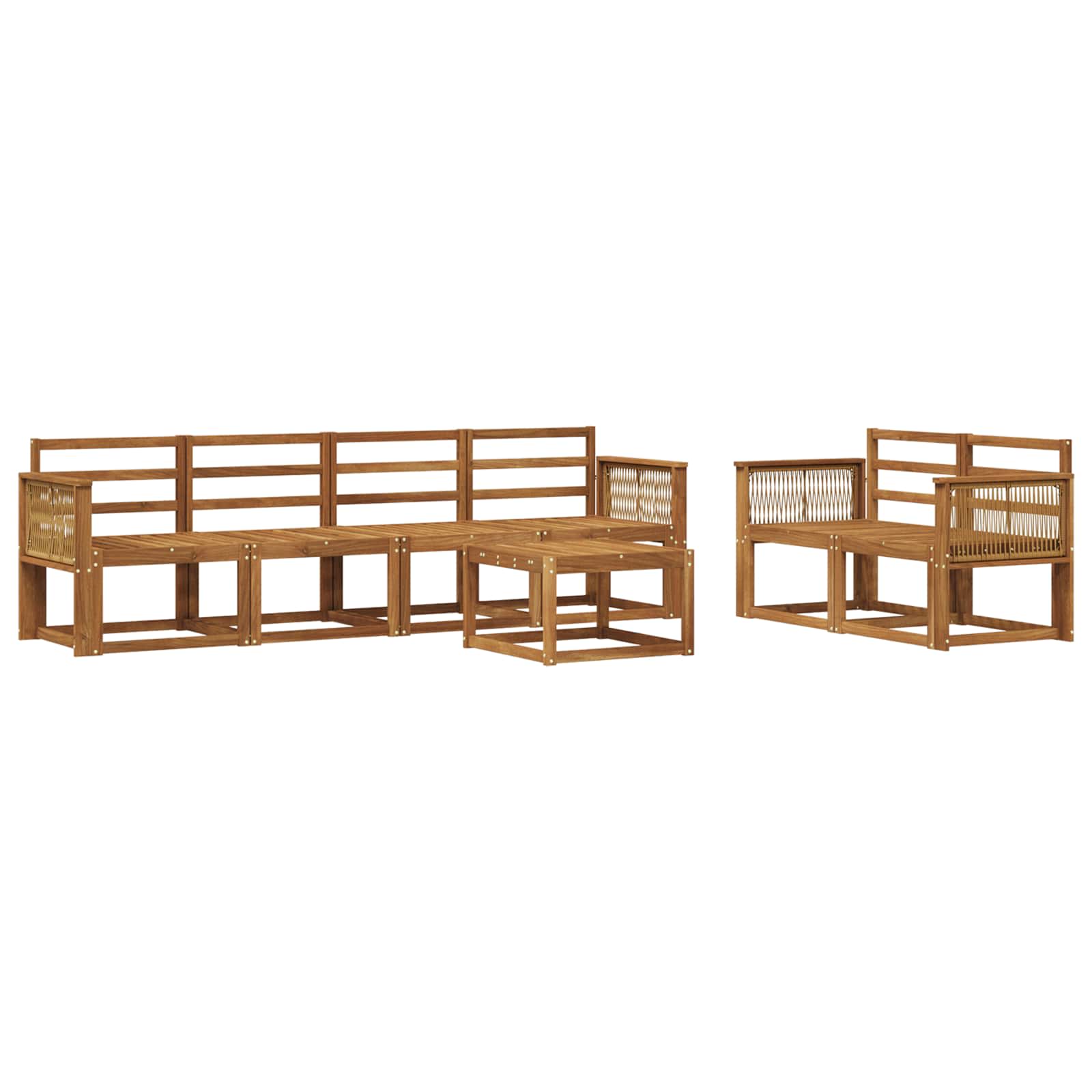 Buiten bankenset 7 pcs Naturel Massief Acaciahout image 1