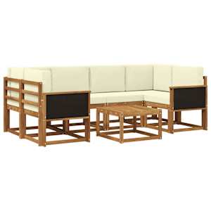 Zunanja garnitura za sedenje z blazino 5 pcs Naravna in smetana