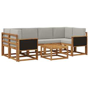 Zunanja garnitura za sedenje 5 pcs Naravna in svetlo siva