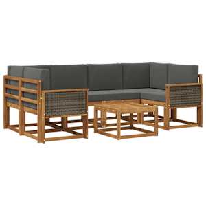 Zunanja garnitura za sedenje 5 pcs Naravna in antracitna