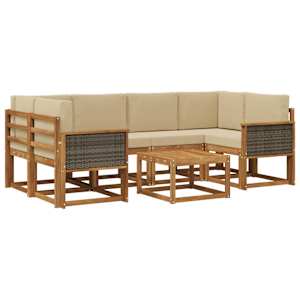 Zunanja garnitura za sedenje z blazino 5 pcs Naravna