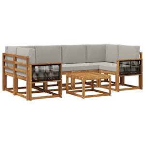 Zunanja garnitura za sedenje 5 pcs Naravna in svetlo siva