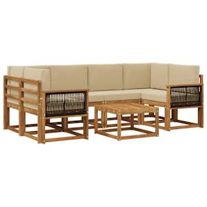 Zunanja garnitura za sedenje z blazino 5 pcs Naravna