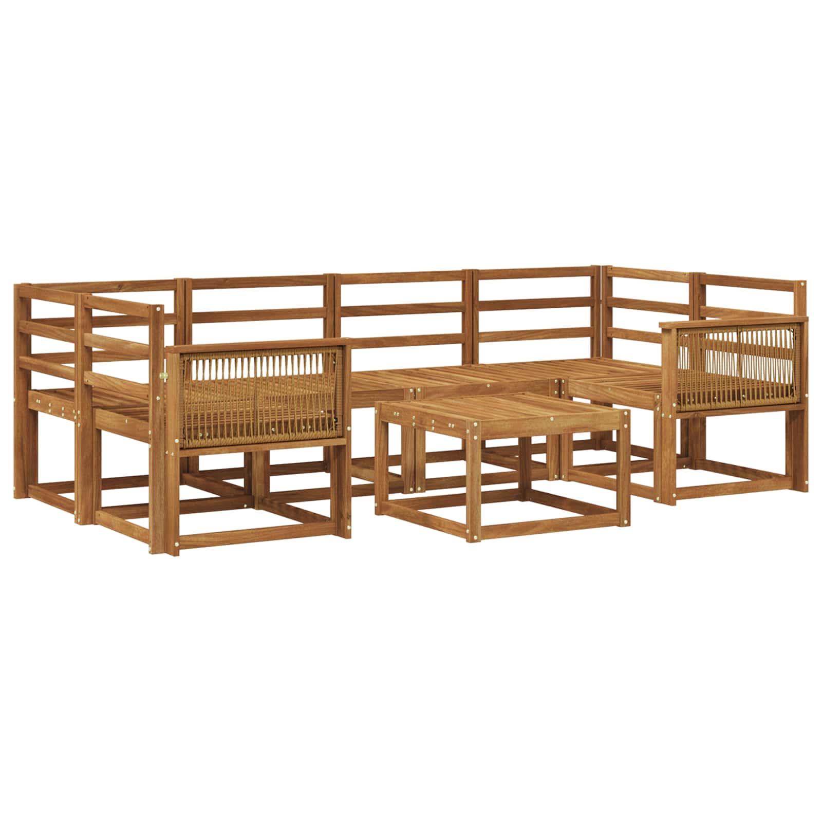 Buiten bankenset 7 pcs Naturel Massief Acaciahout image 1