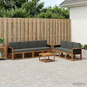 Zunanja garnitura za sedenje 7 pcs Naravna in antracitna